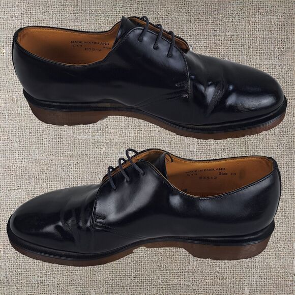 Dr. Martens Vintage 90s Black Leather Oxfords UK Made US 10 Punk Style Original main image 8